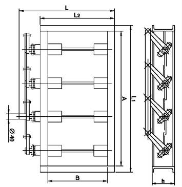 Клапан газоплотный прямоугольный ПГВУ 297-80 - Чертеж
